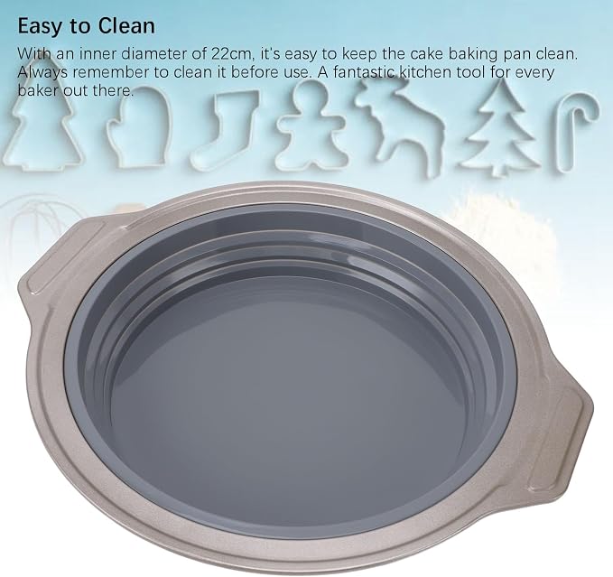 Cake Baking Pan, Silicone Cake Pan Foldable Press Type Quick Release Round Baking Pan for Layer Cake Cheese Cake Chiffon Cake (Gray) - Image 8