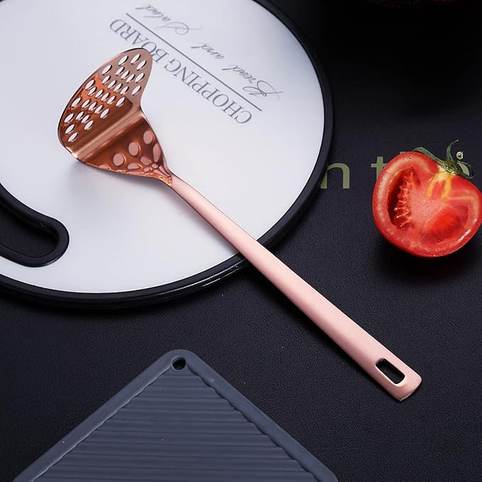 Copper Kitchen Utensils Set,13 Pieces Stainless Steel Cooking Utensils Set With Titanium Rose Gold Plating,Kitchen Tools Set With Utensil Holder For Non-Stick Cookware Dishwasher Safe (13 Packs) - Image 5