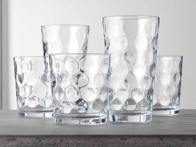 Home Essentials Drinking Glasses Set of 16, 8 Highball Glasses -17 oz., 8 Rocks Whiskey Glass Cups 13 oz., Inner Circular Lensed Glass Cups. - Image 8