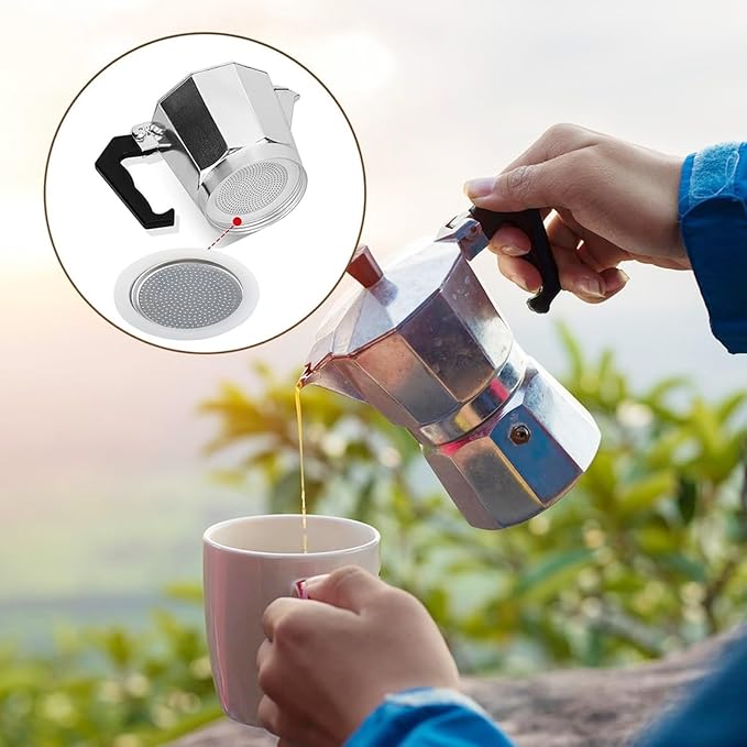 Moka Pot Replacement Parts Set with 2 Stainless Steel Filters and 4 Silicone Gasket Seals for 3 6 9 Cup Espresso Maker Coffee Accessories(3Cup) - Image 7