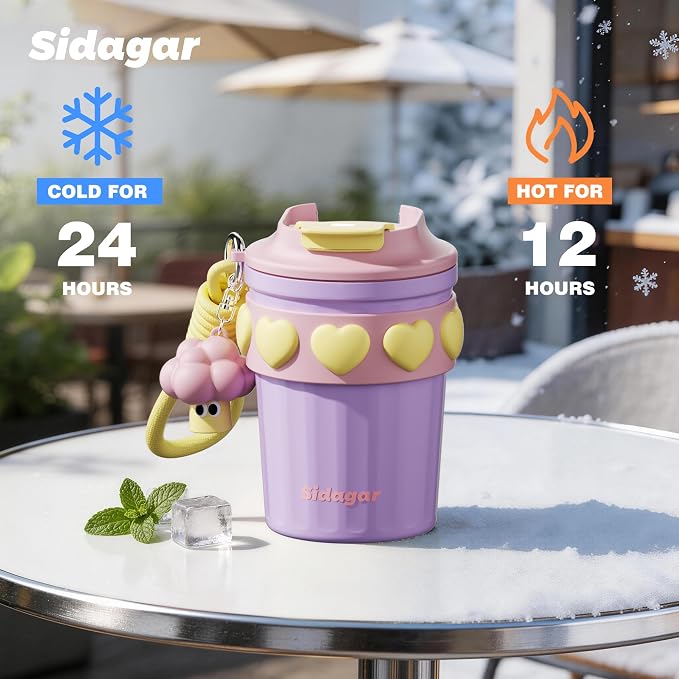 SDGA+ 12 oz Travel Coffee Mug Spill Proof Leak Proof, Stainless Steel Thermal Coffee Cup with Lid, Resuable Cup for Hot and Cold, Portable Tumbler for Women, Lavender Honey - Image 5