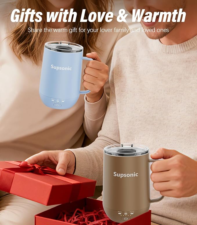 Supsonic - 16oz Self Heating Coffee Mug, Smart Heated Coffee Mug Faster Direct-Contact Heating Up to 149°F, Coffee Mug Warmer Set with Auto Shut-Off - Gifts for Men Women | S2 - Image 5