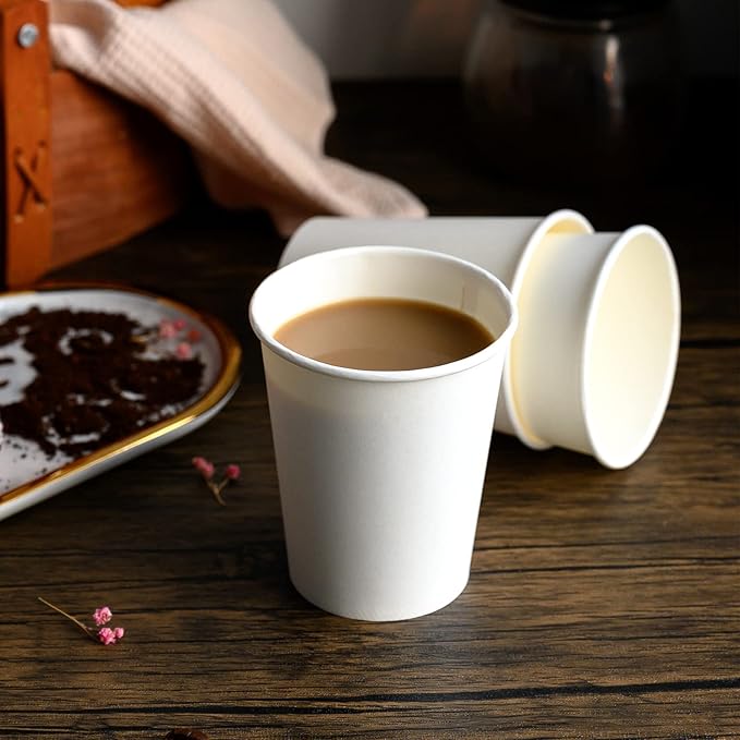 RACETOP 1000 pack 8 oz Paper Coffee Cups Disposable, Hot Coffee Cups 8oz, Office Coffee Cup (8 oz 1000 pack) (white, 1000)