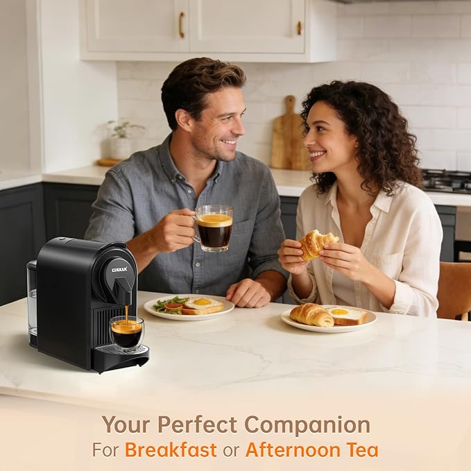 CHULUX Bafè-Pro Single Serve Espresso Machine for Nes Original Pods, Black | 1400W Rapid Heating, Espresso Lungo Buttons, Used Capsule Drawer, Auto-Eject System, 24oz Removable Reservoir, Mini Footprint - Image 5