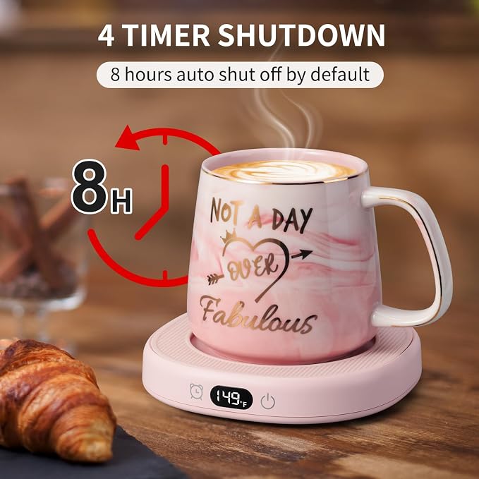 Coffee Mug Warmer & Not A Day Mug Set, Coffee Cup Warmer for Desk, 4 Temperature Setting, Smart Electric Beverage Warmer for Coffee, Tea, 8-Hours Auto Shut Off - Image 6