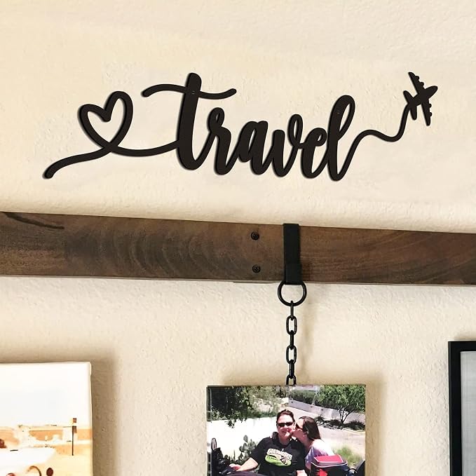 Qmetalart Travel Decor Metal Wall Art Backdrop Decoration Sign Word Hanging for Home Living Room Bedroom Office Housewarming Gift for Travel Lover - Image 6