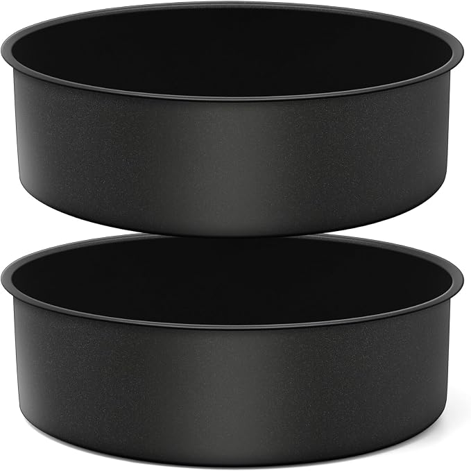 P&P CHEF 9.5 Inch Cake Pan Set, 2Pcs Non-stick Round Baking Cake Pans Tins | Stainless Steel Core & Nonstick Coating, Good for Baking Layer Tier Cakes for Birthday Wedding, Deep Side & One-piece Design by PPCHEF