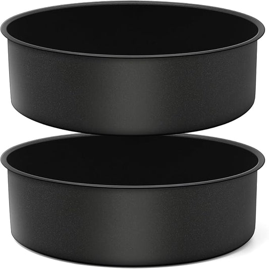 P&P CHEF 9.5 Inch Cake Pan Set, 2Pcs Non-stick Round Baking Cake Pans Tins | Stainless Steel Core & Nonstick Coating, Good for Baking Layer Tier Cakes for Birthday Wedding, Deep Side & One-piece Design by PPCHEF