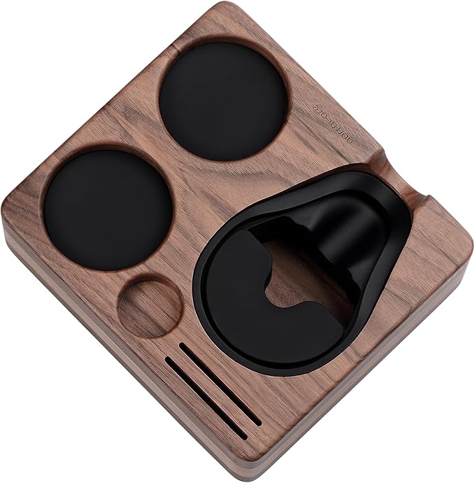 Normcore Tamping Station, Natural Walnut Espresso Tamping Mat, Wooden Compact Coffee Tool Organizer for 58mm Portafilter, Tamper, Distributor, Puck Screen and Portafilter, Genuine American Walnut Wood