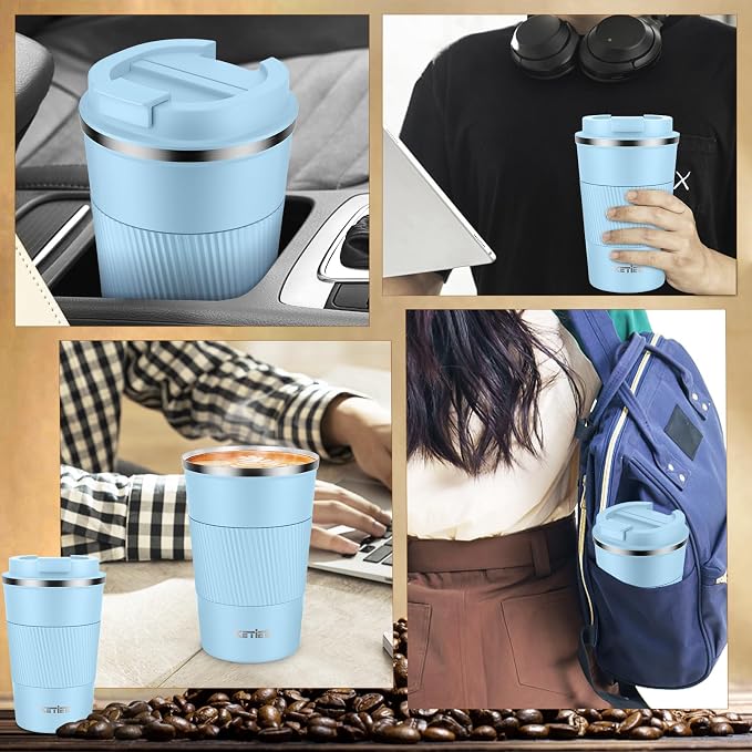 KETIEE Travel Coffee Mug 12oz: Insulated Coffee Cup with Leakproof Lid, Coffee Tumbler, Reusable Coffee Cups with Seal Lid, Vacuum Stainless Steel Coffee Mug to Go for Hot/Iced Water Tea - Image 5