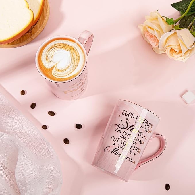 Best Friend Birthday Gifts for Women, Friendship Gifts for Women, Unique Mothers Day Birthday Gift Ideas for Her, Friends Female, Besties, BFF Ceramic Marble Coffee Mug Gift Box Printed Gold 14 oz | Unique Mothers Day Birthday Gift Ideas for Her Friend... - Image 5