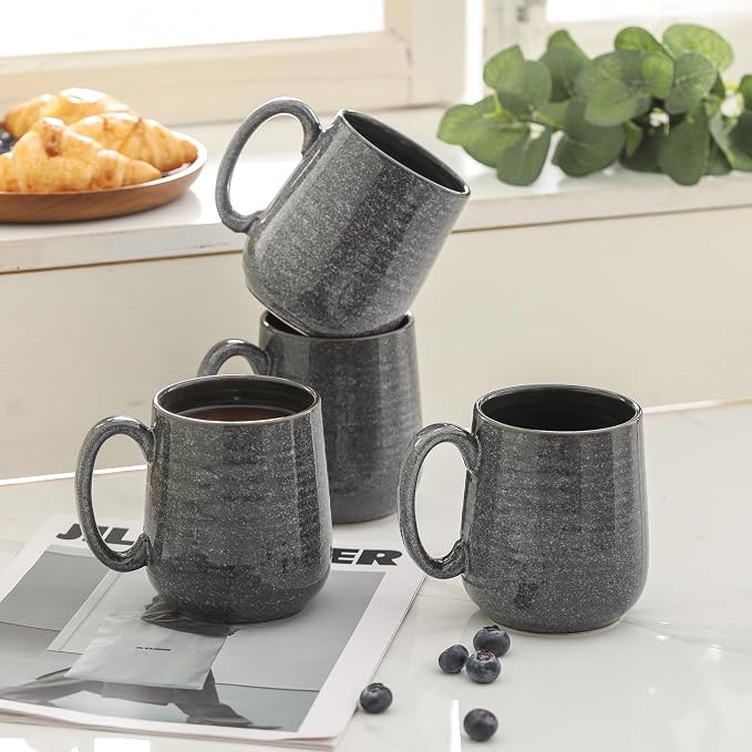 Hasense Dark Grey Coffee Mugs Set of 4, 12oz Ceramic Coffee Cups, Latte Mug with Large Handle for Coffee, Tea, Milk and Hot Cocoa,Easy Hold & Clean, Dishwasher & Microwave Safe - Image 7