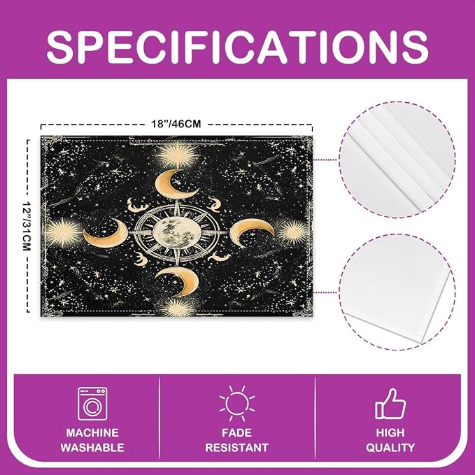 Feelyou Cosmic Celestial Table Place Mats, Set Sun Moon Placemats Set of 4 Boho Exotic Placemat for Kitchen Dining Table Decor Indoor Outdoor for Women Men Galaxy Astrology Space 18"x12" - Image 4