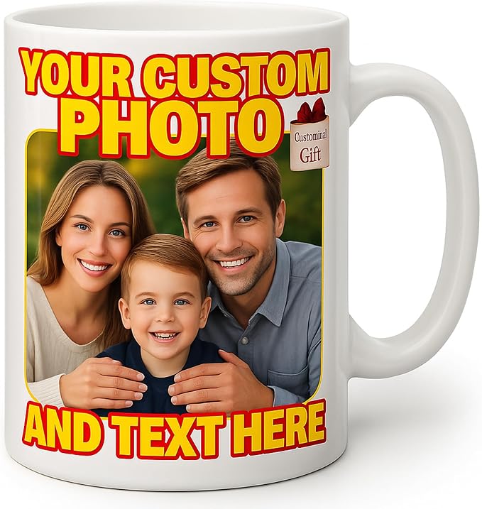 Personalized Coffee Mug – Custom Mug with Photo, Text or Logo | Customized 11oz Ceramic Cup | Personalized Gifts for Men & Women | Birthday, Christmas, Holiday Gift | White - Image 9