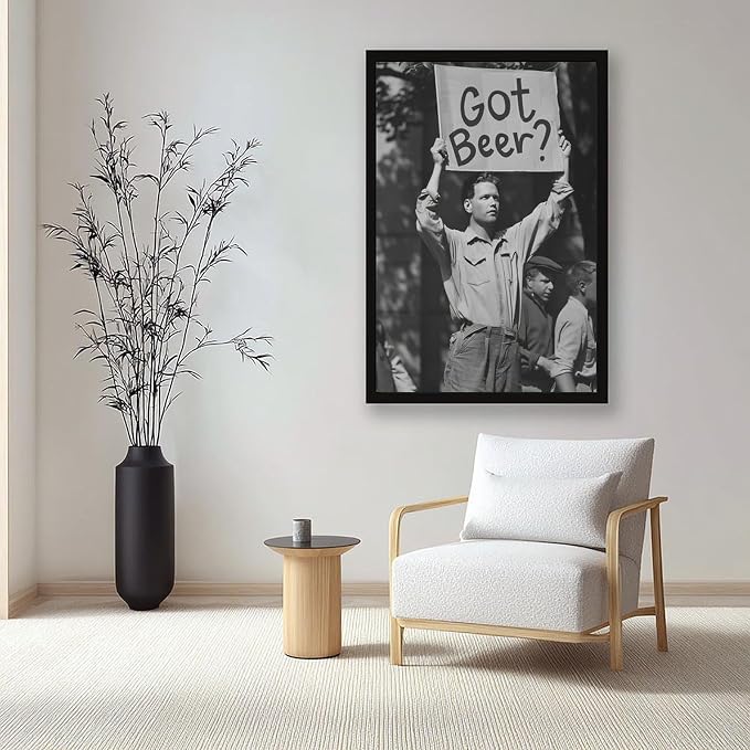 UXCBIA Black And White Beer Protest, Speakeasy, Retro Prohibition Poster Canvas Poster Wall Art Decor Print Picture Paintings for Living Room Bedroom Decoration Black Frame 16x24in(40x60cm) - Image 7