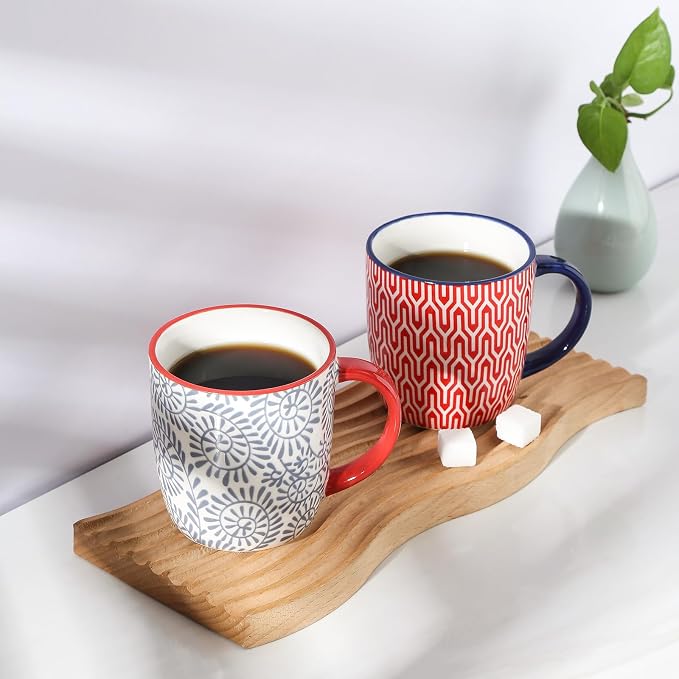 Selamica 10 OZ Coffee Mugs Set of 4, Small Coffee Cups Ceramic with Handle for Cappuccino Latte Cocoa Milk Tea, Dishwasher Microwave Safe, Assorted Colors - Image 2