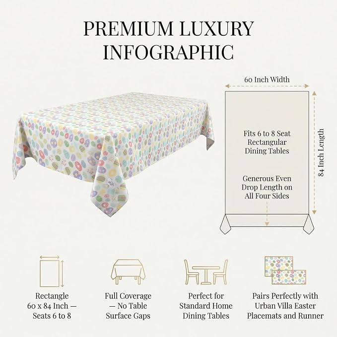 Urban Villa Tablecloth Cotton Rectangle Tabletop 60x84(6-8 Seats) Eggprint - Image 3