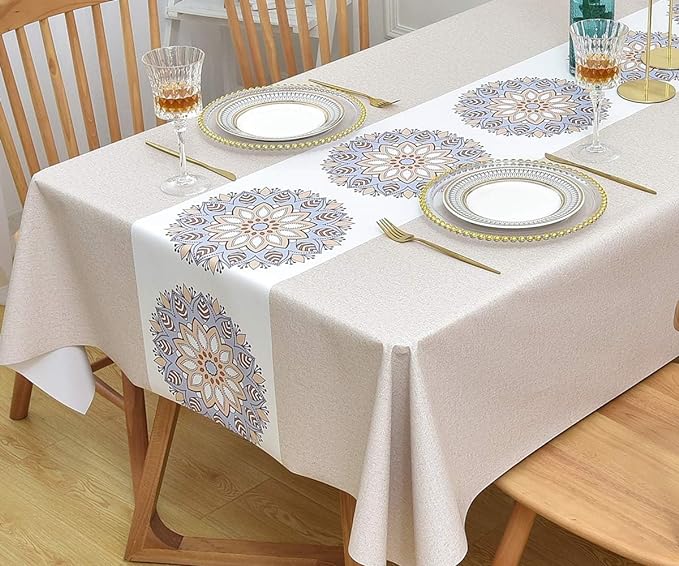Wipeable Waterproof Tablecloth Vinyl Tablecloths for Rectangle Tables Heavy Duty PVC Tablecloth for Kitchen Dining Table(Flowers-1, 54'' x 108'') by Yofori