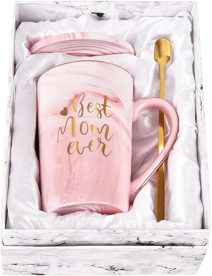 YHRJWN Birthday Gifts for Mom, Best Mom Ever Coffee Mug, Mom Mothers Day Gifts from Daughter Son, Moms Gift Idea for Birthday, Valentines Day, Present for Moms Mothers, 14 Oz Pink by Wefocusoncoffeemugs