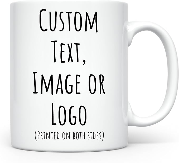 Personalized Coffee Mug | Custom Photo Text and Logo Ceramic Mug | Customized 11 Oz Tea Cup for Men & Women | Unique Gift Idea - Taza Personalizadas Design with Picture or Message | White by Homebee