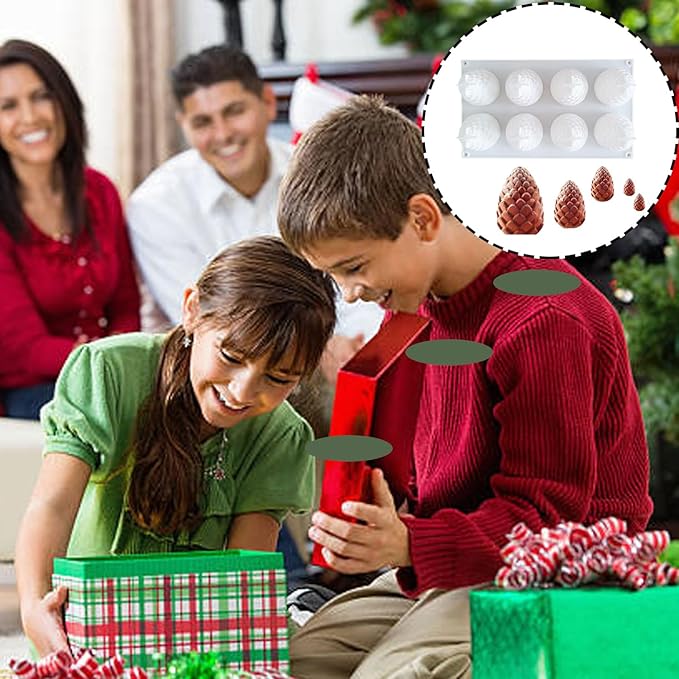 1 Pcs Christmas Silicone Molds Christmas Pinecone Chocolate Molds for Chocolate Making Mold 3D Soap Candle Candy Craft Ice Cream Mousse Ornament Silicone Mold DIY Xmas Gift Home Decor