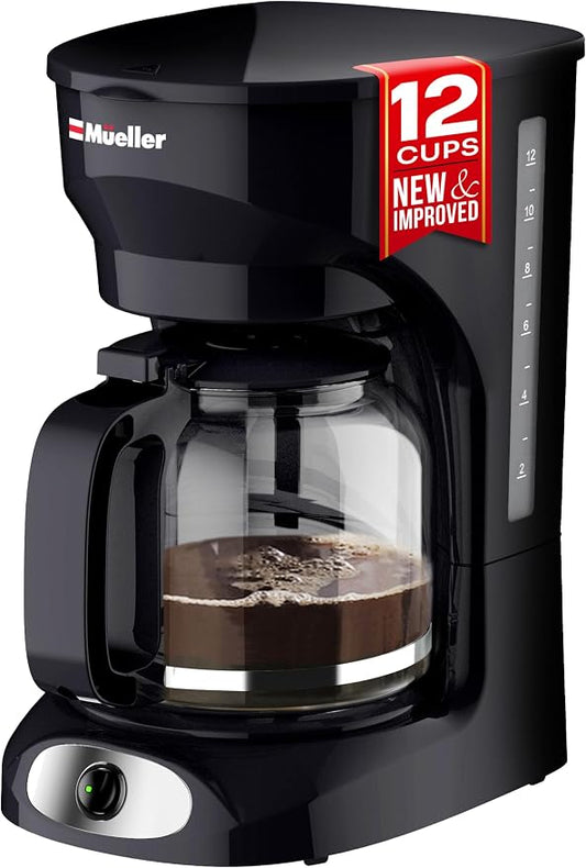 Mueller 12-Cup Drip Coffee Maker | Borosilicate Carafe, Auto-Off, Reusable Filter, Anti-Drip, Keep-Warm Function by MUELLERHOME