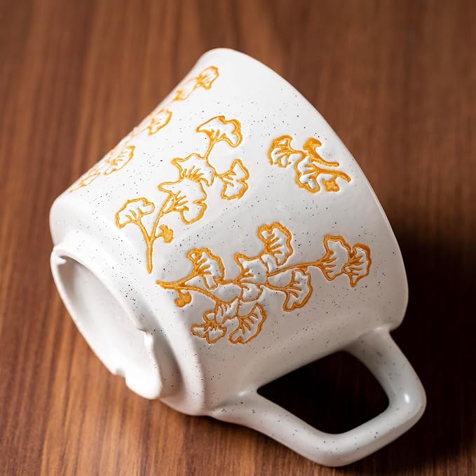 Ceramic Mug 11 oz Unique Luxurious Cup, Mug for Coffee Milk Latte Cappuccino Tea, Office Home Dishwasher Microwave Freezer Safe Stoneware Handmade Minimalist Cup Yellow - Image 2