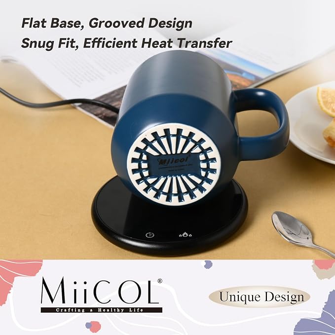 Miicol Ceramic Coffee Mug, 16 oz Large Coffee Cup, Tea Mug with Handle, Flat Bottom Mug for Men, Women, Office, Microwave and Dishwasher Safe, Multi-Color, Navy - Image 5
