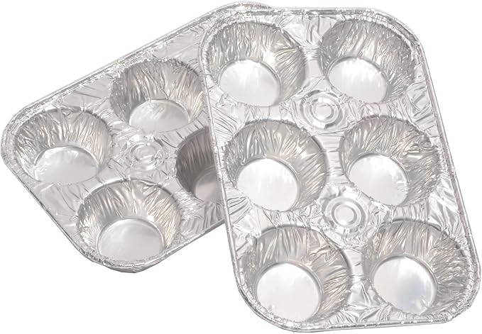 Waytiffer Muffin Pan 6-Cup Cupcake Aluminum Pans Favorite Muffin Tin Size for Baking Cupcakes - Standard Size (6-cup-20Pack) | Muffin Pan 6-Cup Cupcake Aluminum Pans Favorite Muffin Tin Size for Baking Cupcakes - Standard Size (6-cup-20Pack) - Image 2