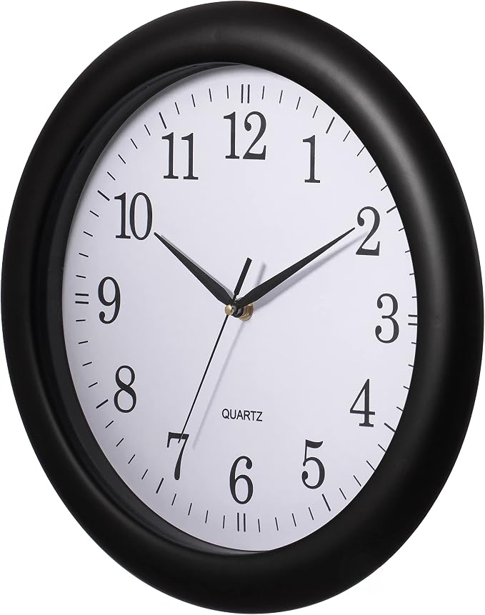 Clockswise Decorative Classic Black Round Wall Clock for Living Room, Kitchen, Dining Room, Plastic - Image 3