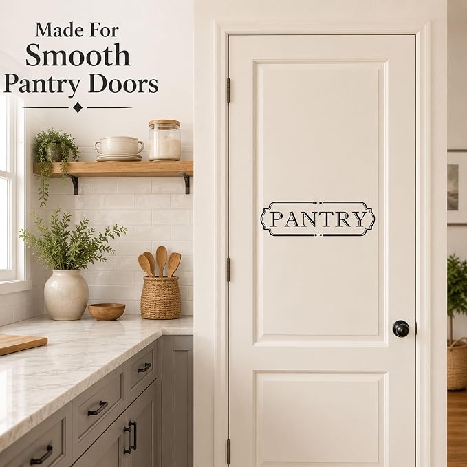 Kitchen Pantry Door Vinyl Decal: 18 x 5.5 Inch Cut-Out Lettering | 1 Black PANTRY Decal For Smooth Kitchen Pantry Doors And Cabinets - Image 2
