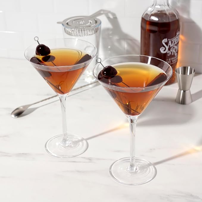 True Manhattan Martini Glass, Crystal Cocktail Coupes, Clear Glass, Cocktail glass set, Dishwasher Safe, Holds 12 oz., Set of 4 - Image 6
