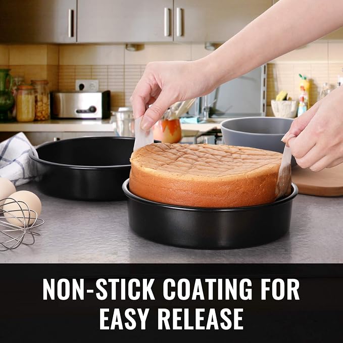 HIWARE 9-Inch Round Cakes Pan Set with 60 Pieces Parchment Paper Rounds, Nonstick Baking Cake Pans, Dishwasher Safe - Set of 2 - Image 5