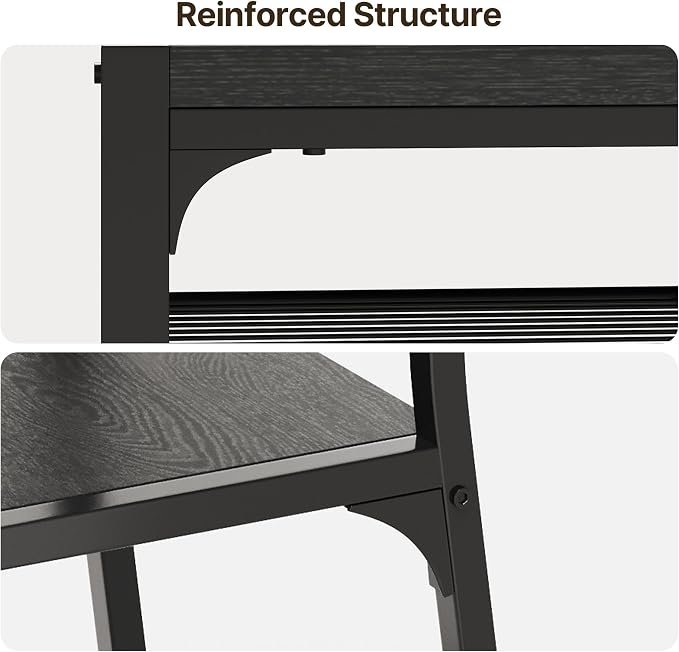 Gizoon 7-Piece Dining Table Set for 6, Kitchen Table with Chairs Black | Spacious black 6-person dining set with under-table storage rack. Ergonomic chairs slide under table to maximize space. - Image 9