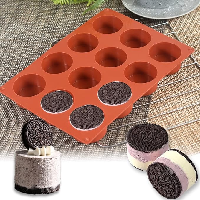 Newk Cylinder Silicone Mold, 4 Packs 12-Cavity Round Cylinder Mold for Cake Pops, Soap Mold, Chocolate Cookie mold, Bath Bomb, Cheesecake, Chocolate Cover Mold