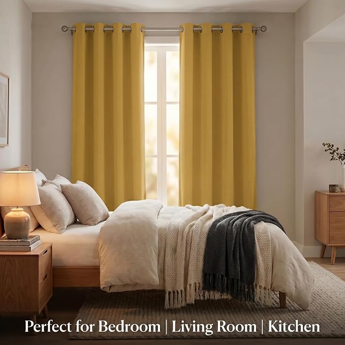 Urban Villa Cotton Grommet Curtains 50x84 (2 Panels) Yellow - Image 3