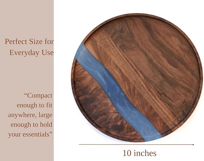 Walnut Wood & Epoxy Resin Rotating Tray – Decorative & Practical Lazy Susan Turntable for Coffee Table, Dining Table, Kitchen & Office – Elegant Wooden Centerpiece & Serving Organizer – Gift Idea - Image 5