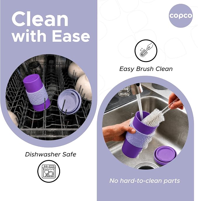 Copco Acadia Travel Mug, 16 Oz - Purple & Light Purple, Set of 2 | Reusable Double Wall Insulated Cup with Spill-Resistant Lid, Non-Slip Grip, Fits Car Cup Holders, Microwave & Dishwasher Safe - Image 4