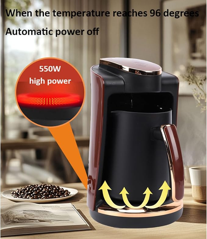VINGVO Single Cup Turkish Coffee Machine 550W 250ML Hot Beverage Maker | Rich Flavor, Slow Cooking Depth, Quick Heating, Sturdy Plastic Construction, Home Office Application, Compact Travel - Image 7