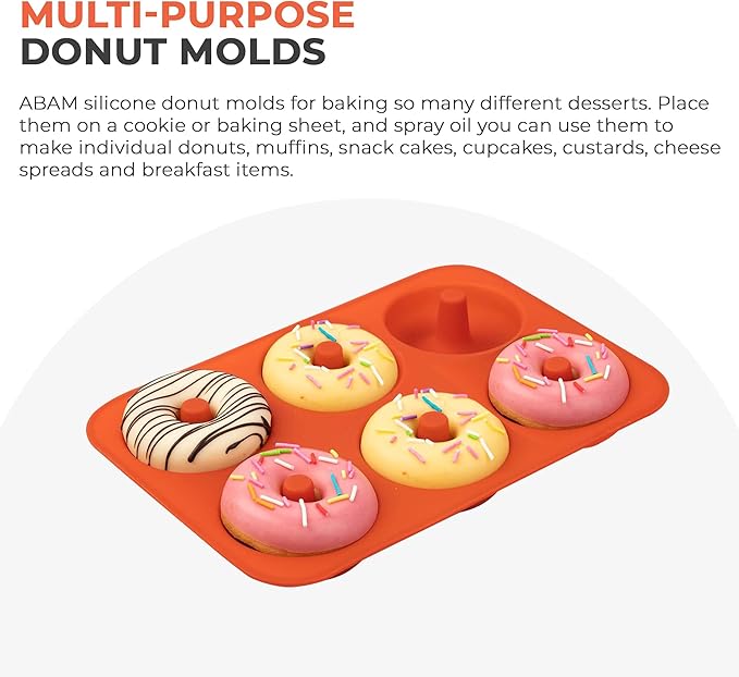 ABAM Premium Silicone 3.5 inch Donut Pan 3-Pack of Non-Stick Food Grade Silicone baking mold with 18 donut molds of Bagel Making Tray perfect for Microwave, Freezer & Dishwasher safe.