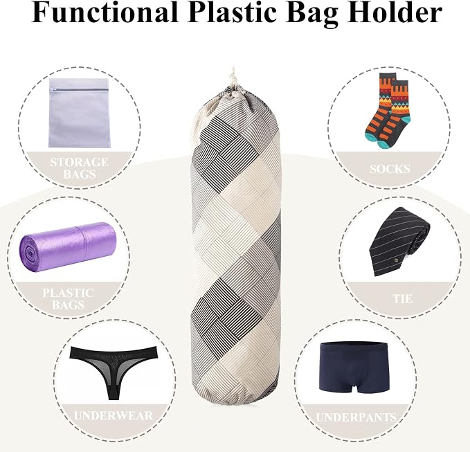 Heavy Duty Plastic Bag Holder and Organizer for Home Kitchen, Grocery Storage - Hanging, Wall Mounted, Diamond - Image 3