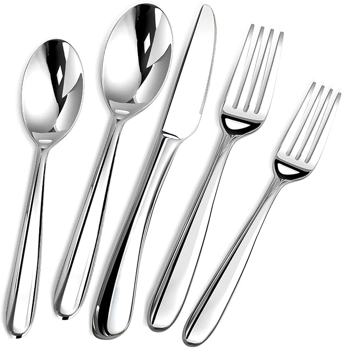 Heavy Duty Silverware Set for 8, Stainless Steel Flatware Cutlery Set | Heavy Duty Steak Knife Fork and Spoon, Dishwasher Safe, Gift Package for Wedding Housewarming by ACNUSIK