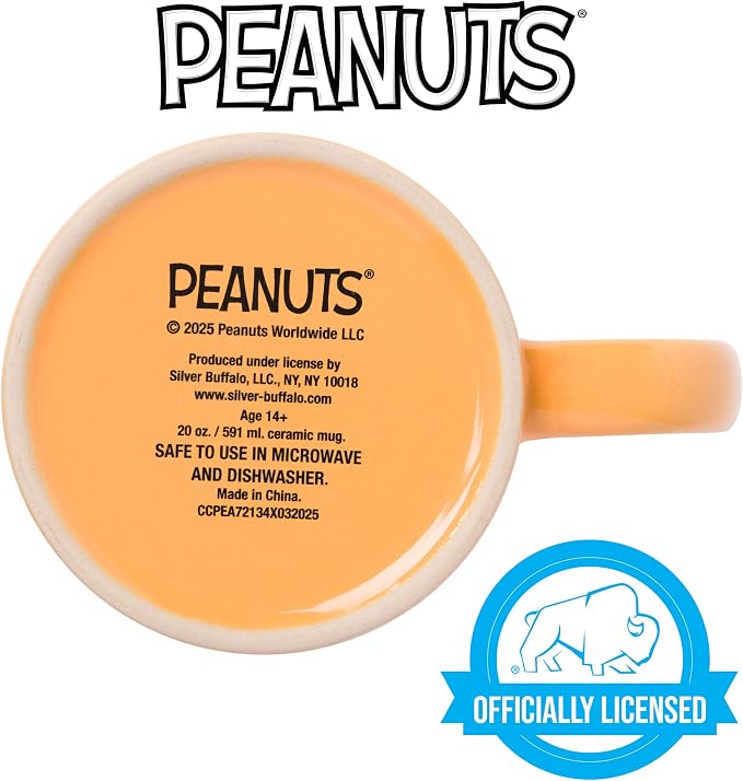 Silver Buffalo Peanuts Mummy Snoopy, Wax Resist Ceramic Pottery Mug, 20oz | Woodstock, 0.59 Liters - Image 4