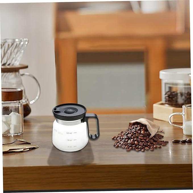 Mini Coffee Pot Mug 16oz Clear Glass Coffee Pot Mug with Handle and Straw-Type Travel Lid for Hot Teas Hot Chocolate