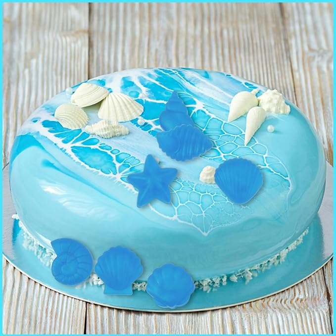 3Pcs Marine Themed Silicone Mold, Non-stick Ocean Animal Cake Baking Molds for Chocolate Candy Fondant Cupcake Cookie Dessert DIY Cake Decoration Suppies