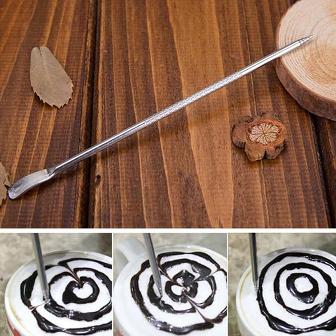 Stainless Steel Lattes Art Pen Cappuccinos Lattes Espresso Coffee Decorating Pen Coffee Spatula Needle Tool