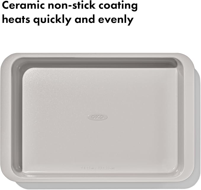 OXO Good Grips Non-Stick Pro Ceramic Coated Metal Bakeware 9” x 13” Cake Pan – Biscuit - Image 3