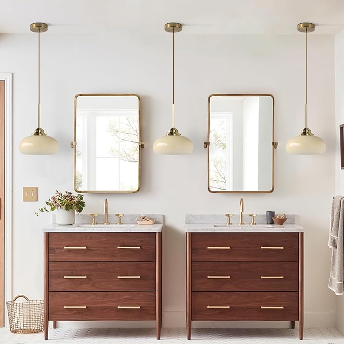 KCO Lighting Modern Globe Ceiling Light Brass Dome Pendant Light Yellow Glass Pendant Light Brushed Gold Pendant Lighting Adjustable Hanging Ceiling Light for Dining Room - Image 6