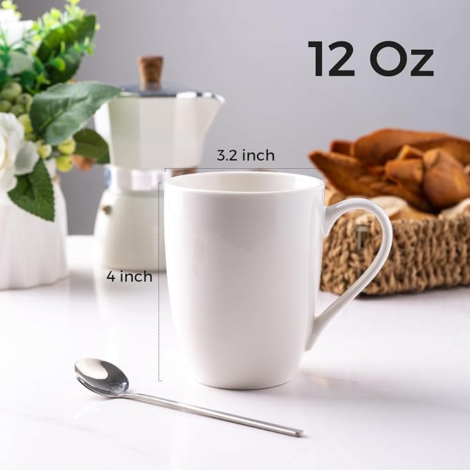 GBhome 12 oz Coffee Mugs Set of 6, Off White Mugs with Large Handle for Man, Woman, Dad, Mom, Light Weight Coffee Mugs for Latte/Cappuccino/Cocoa/Milk, Dishwasher & Microwave Safe - Image 2