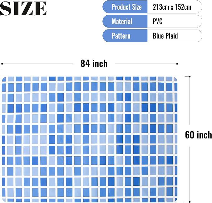 FIFTY FEET 84 * 60 Inch Rectangle Tablecloth, Vinyl Tablecloth with Flannel Backing for Rectangle Tables Waterproof, Plastic Picnic Table Cover for Dining Table/Buffet Parties/Camping(Blue Plaid) - Image 9
